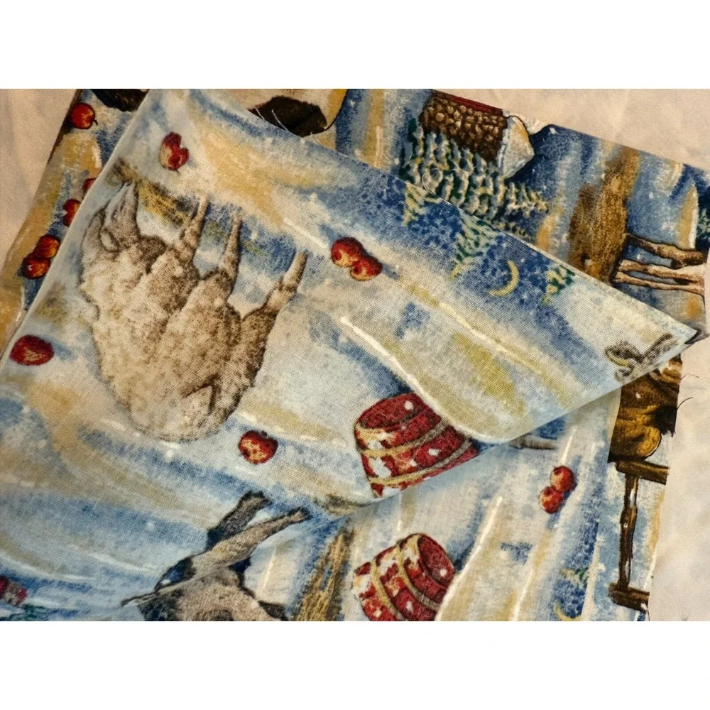 VTG new‎ Farm Winter Fabric 1 yard scene 35